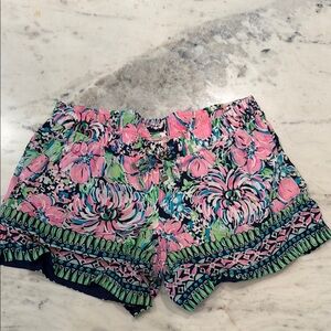 Lilly Pulitzer Katia Pink and Green Floral Shorts